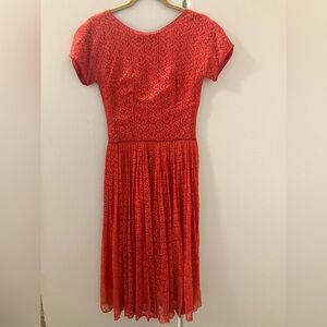 Vintage 60s Dress Make Mine McKettrick Dark Orange Lace Dress Womens XS Teen.